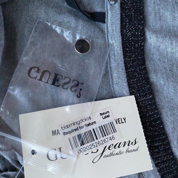 Guess Light Heather Grey Black Trim V-Neck Sleeveless 3-Button Closure Sz M #01 - Picture 7 of 8